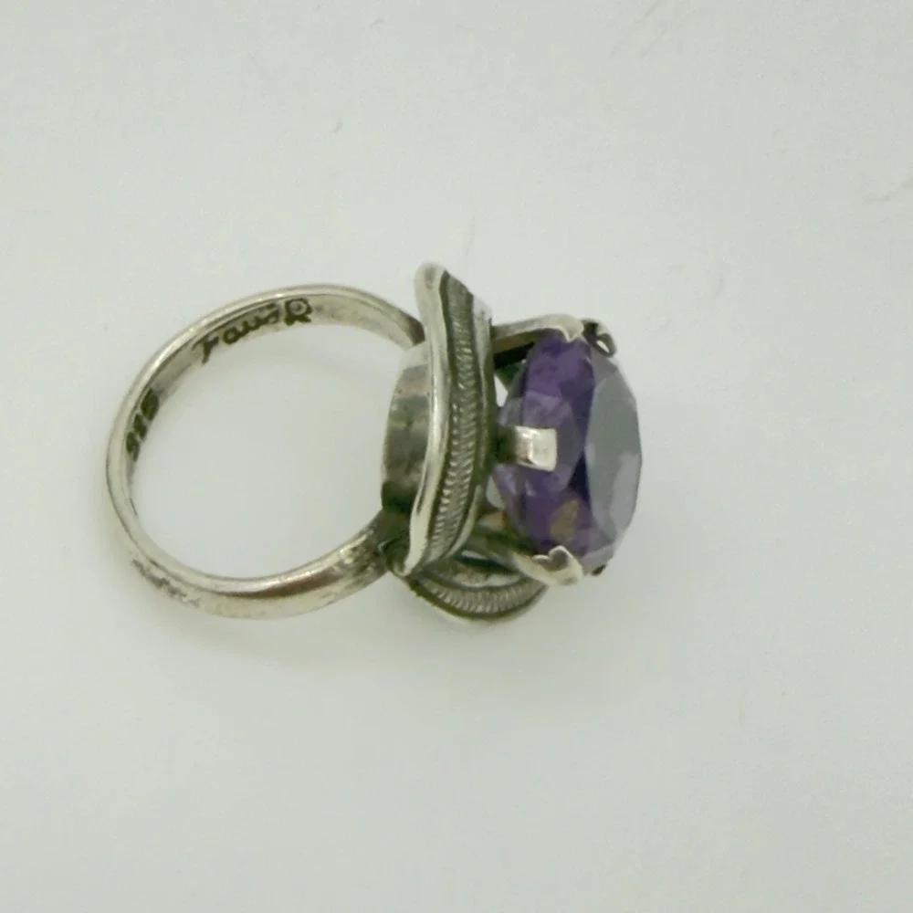 Vtg Taxco Mexico 925 Sterling Alexandrite? Ring Signed FAUS R.  Size 5.75 Read